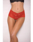 Lace & Pearl Boyshort W-satin Bow Accents Red S-m - Realvibes