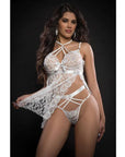 Lace Halter Babydoll W-high Waist Strappy Panty White (One-Size)