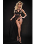 Lace Night Gown W-high Waist Strappy Panty Blackout O-s