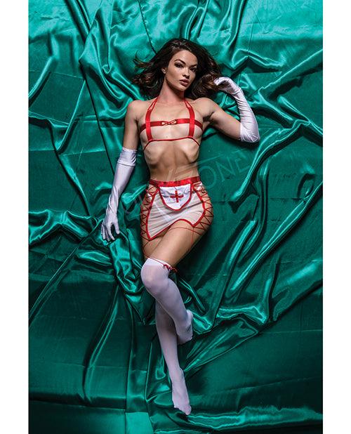 Role Play Naughty Nurse 5 Pc Set Red/white - Realvibes