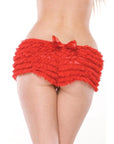 Ruffle Shorts W-back Bow Detai Red O-s - Realvibes