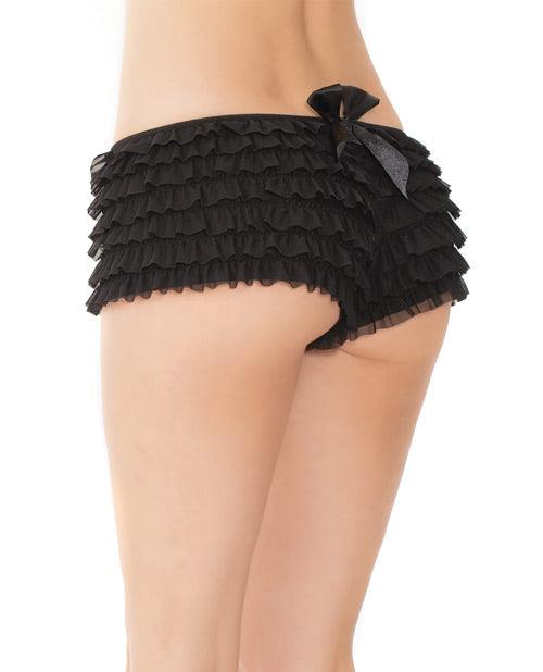 Ruffle Shorts W-back Bow Detail Black O-s - Realvibes