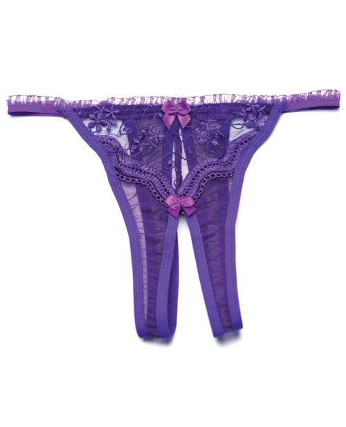 Scalloped Embroidery Crotchless Panty Purple O-s - Realvibes
