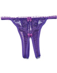 Scalloped Embroidery Crotchless Panty Purple O-s - Realvibes