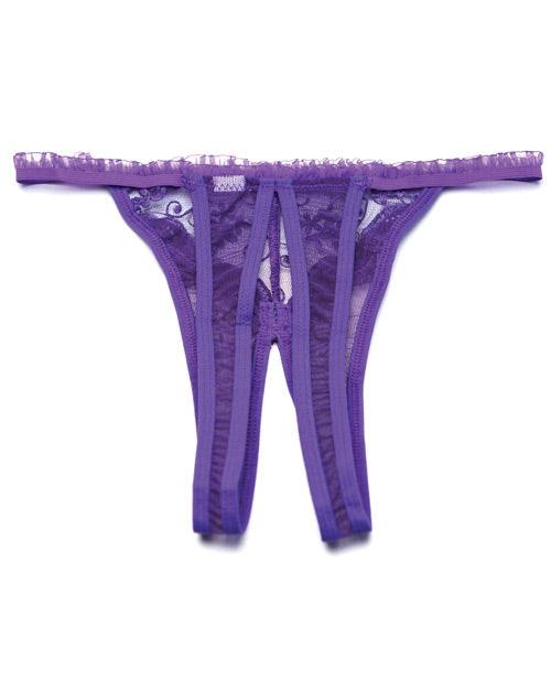 Scalloped Embroidery Crotchless Panty Purple O-s - Realvibes
