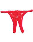 Scalloped Embroidery Crotchless Panty Red O-s - Realvibes