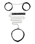 Shots Ouch Black & White Velcro Collar W-leash & Hand Cuffs - Black - Realvibes