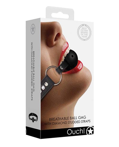 Shots Ouch Diamond Breathable Ball Gag - Black - Realvibes