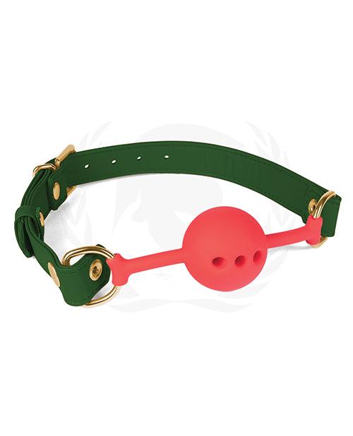 Spartacus Silicone Ball Gag W-green Pu Straps - 46 Mm - Realvibes