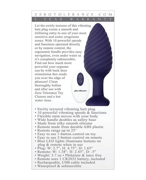 Zero Tolerance Wicked Twister Anal Rechargeable Butt Plug